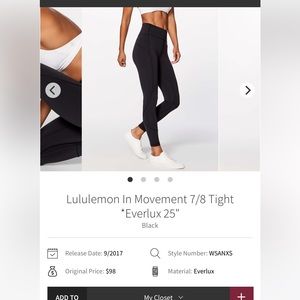 Lululemon In Movement 7/8 Tight